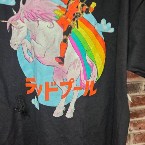 Marvel Deadpool Unicorn T-Shirt | L | Black | Funny Graphic Tee | Unisex | NEW - Picture 3 of 6